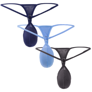 Pouchsexy Mens Thong Low Rise G Strings & Thongs Underwear sexy Breathable Silky Bikini Briefs T Back-3-pack